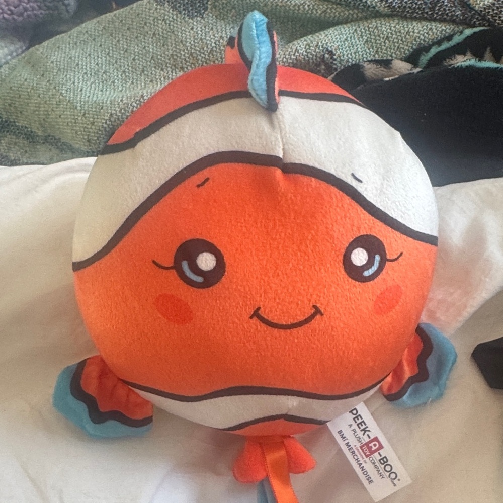 Peek-A-Boo Plush Clownfish Stuffed Toy - Orange & White